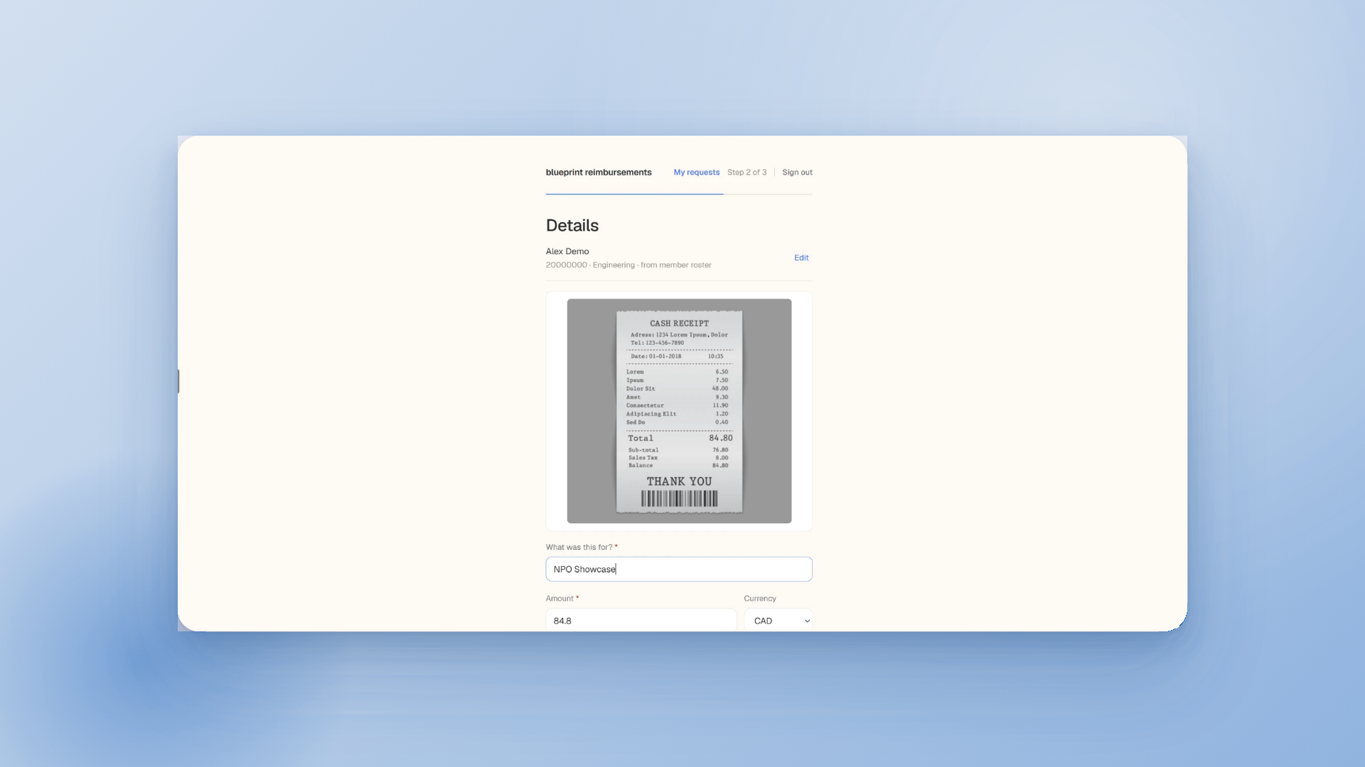 Blueprint Reimbursements