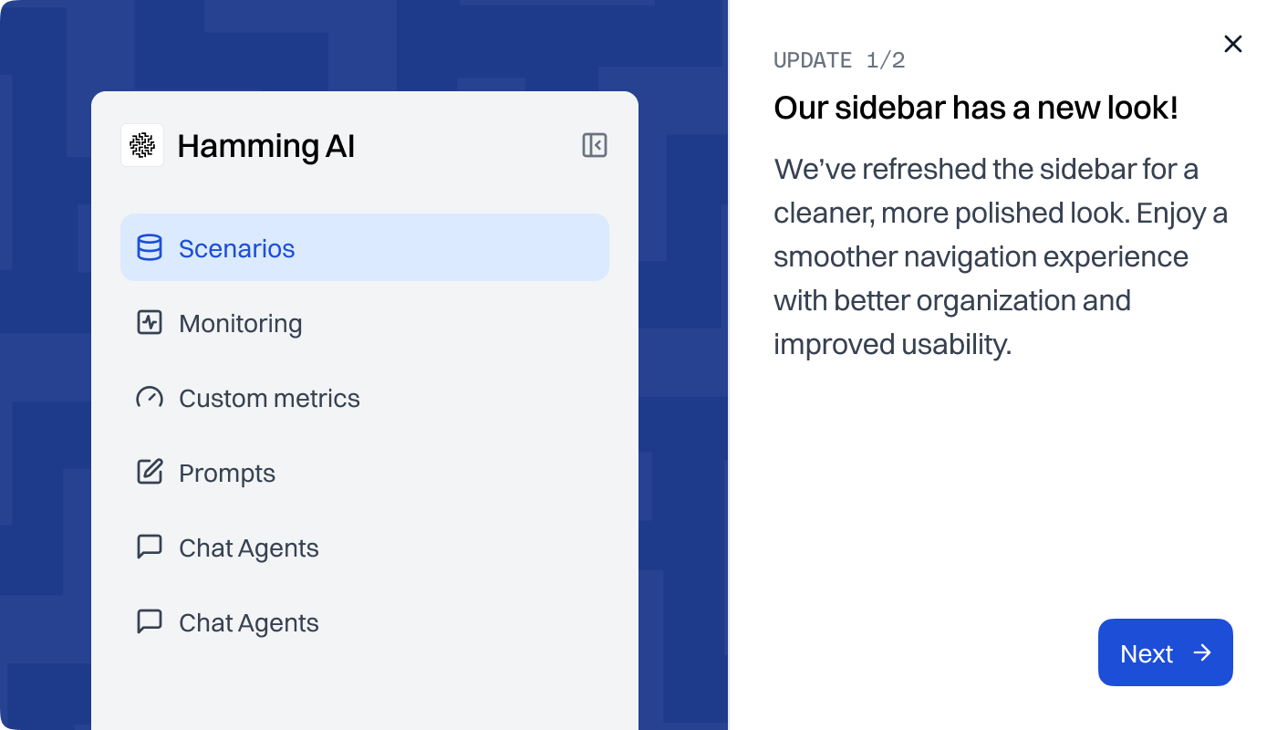 Marketing card announcing the navigation update to users: 'Our sidebar has a new look,' with a refreshed, cleaner, more polished sidebar for smoother navigation.